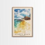 Bounty Beach, Philippines Watercolor Beach Print, Vacation Gift, Philippines Wall Art, Framed Canvas Print, Framed Beach Painting