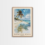 Burwood Beach, Jamaica Watercolor Beach Print, Vacation Gift, Jamaica Wall Art, Framed Canvas Print, Framed Beach Painting