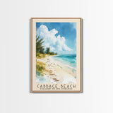 Cabbage Beach, Paradise Island, Bahamas Watercolor Beach Print, Vacation Gift, Paradise Island, Bahamas Wall Art, Framed Canvas Print, Framed Beach Painting