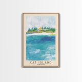 Cat Island, Bahamas Watercolor Beach Print, Vacation Gift, Bahamas Wall Art, Framed Canvas Print, Framed Beach Painting