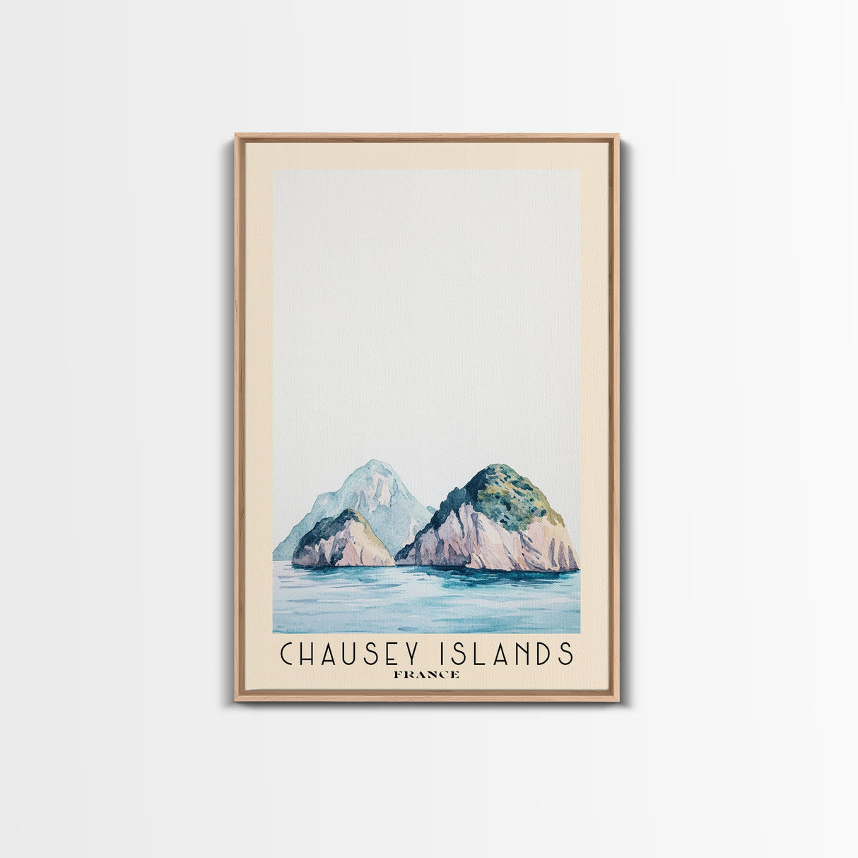 Chausey Islands, France Watercolor Beach Print, Vacation Gift, France Wall Art, Framed Canvas Print, Framed Beach Painting