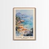 Clear Water Bay, Hong Kong Watercolor Beach Print, Vacation Gift, Hong Kong Wall Art, Framed Canvas Print, Framed Beach Painting