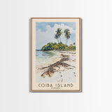 Coiba Island, Panamá Watercolor Beach Print, Vacation Gift, Panamá Wall Art, Framed Canvas Print, Framed Beach Painting