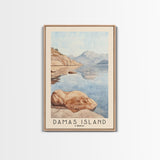 Damas Island, Chile Watercolor Beach Print, Vacation Gift, Chile Wall Art, Framed Canvas Print, Framed Beach Painting