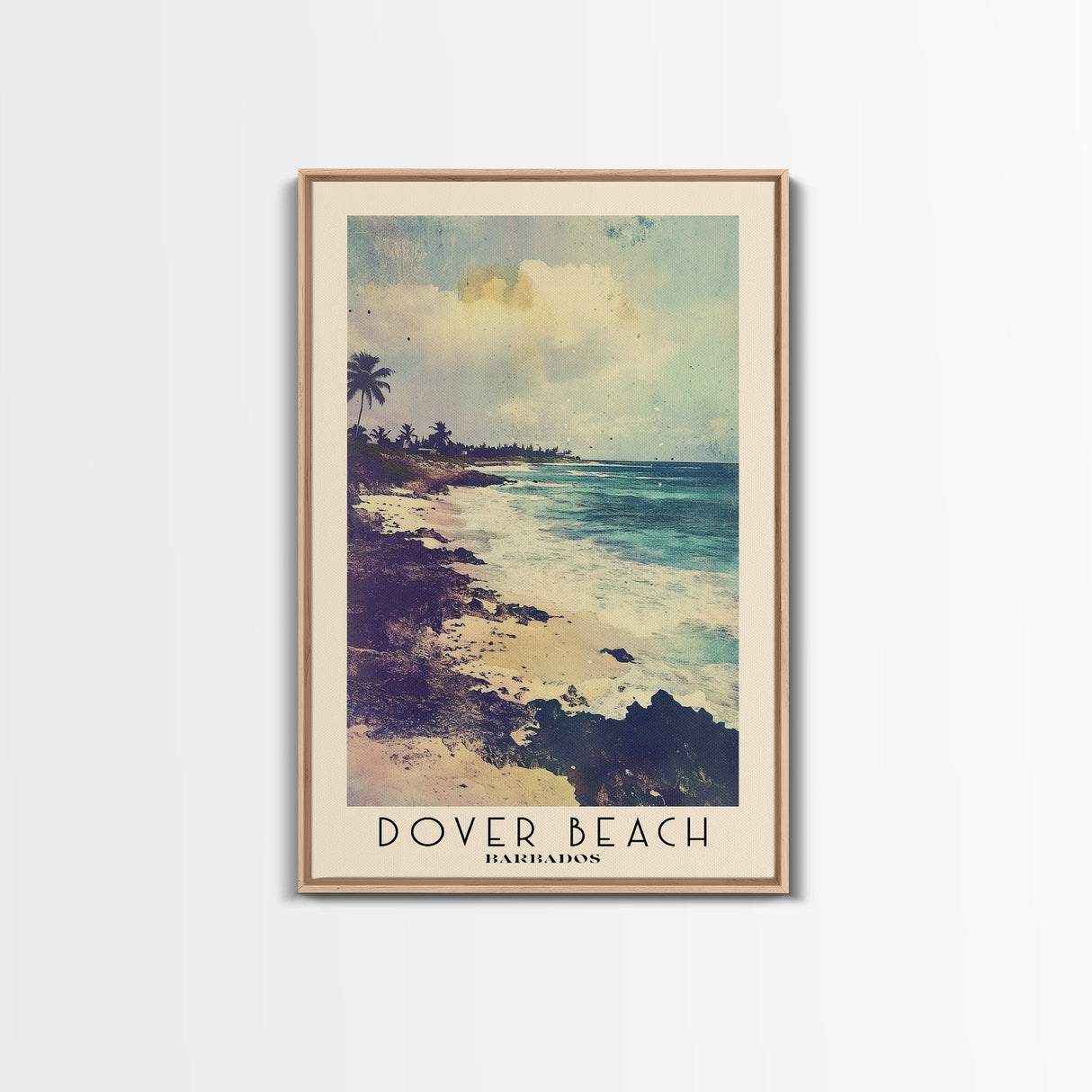 Dover Beach, Barbados Watercolor Beach Print, Vacation Gift, Barbados Wall Art, Framed Canvas Print, Framed Beach Painting