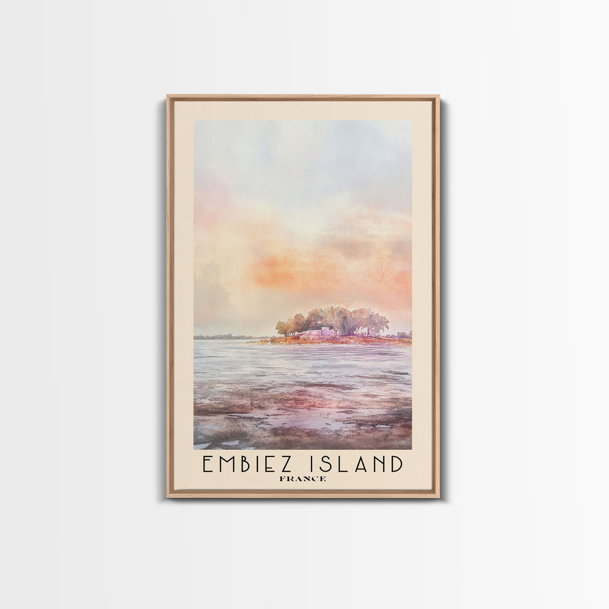 Embiez Island, France Watercolor Beach Print, Vacation Gift, France Wall Art, Framed Canvas Print, Framed Beach Painting