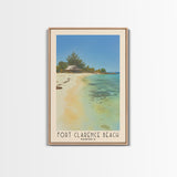 Fort Clarence Beach, Jamaica Watercolor Beach Print, Vacation Gift, Jamaica Wall Art, Framed Canvas Print, Framed Beach Painting