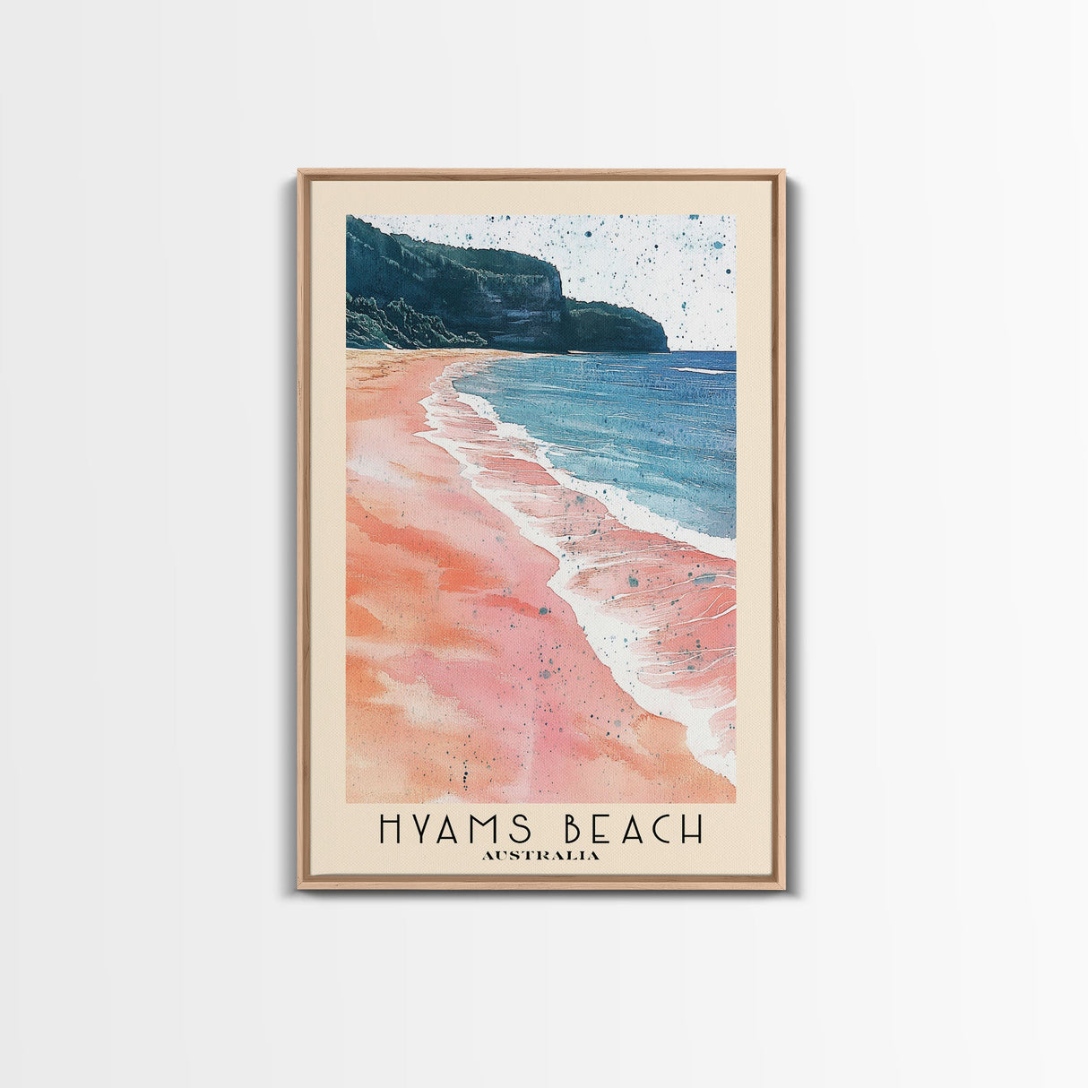 Hyams Beach, Australia Watercolor Beach Print, Vacation Gift, Australia Wall Art, Framed Canvas Print, Framed Beach Painting