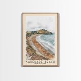 Karekare Beach, New Zealand Watercolor Beach Print, Vacation Gift, New Zealand Wall Art, Framed Canvas Print, Framed Beach Painting