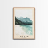 Langkawi, Malaysia Watercolor Beach Print, Vacation Gift, Malaysia Wall Art, Framed Canvas Print, Framed Beach Painting