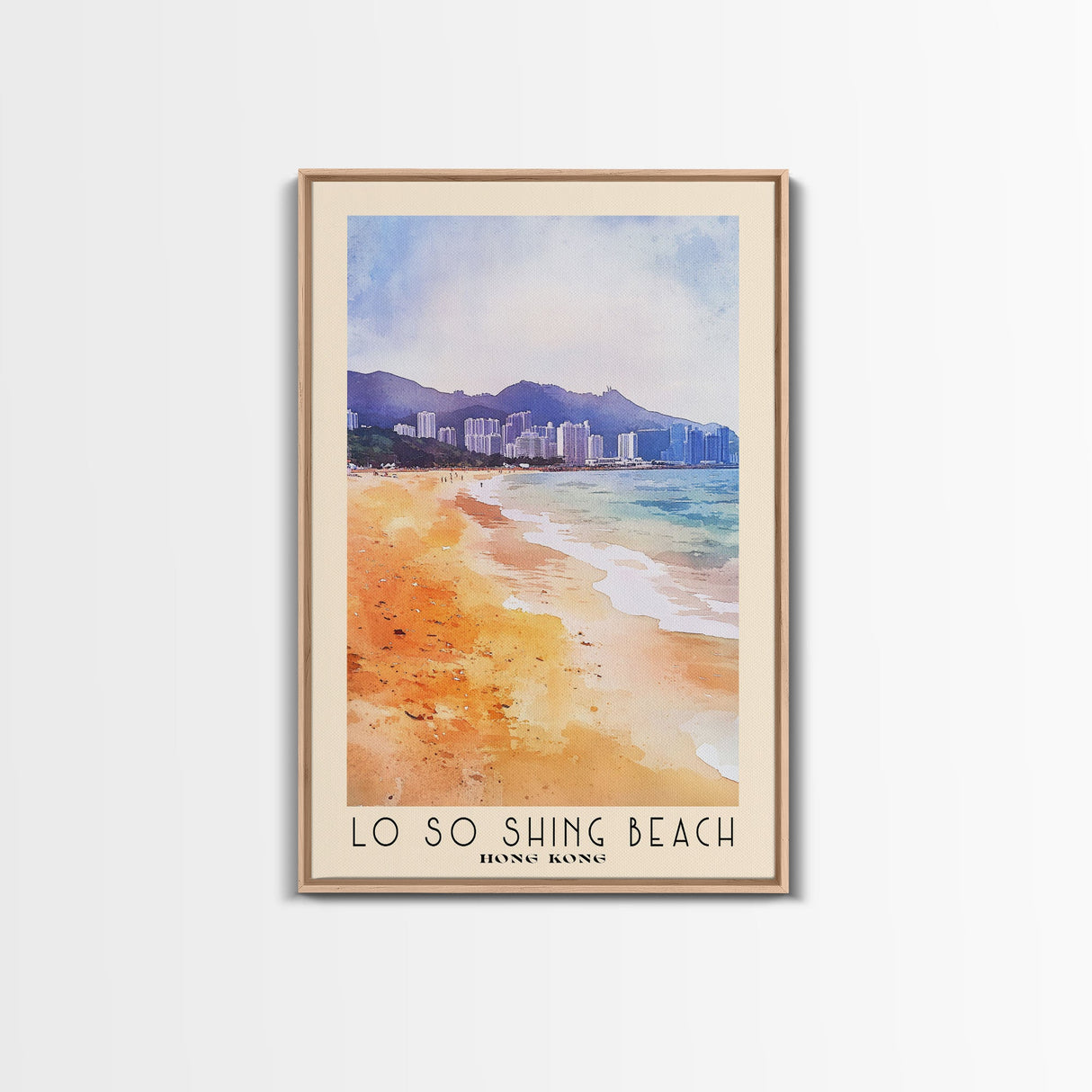 Lo So Shing Beach, Hong Kong Watercolor Beach Print, Vacation Gift, Hong Kong Wall Art, Framed Canvas Print, Framed Beach Painting