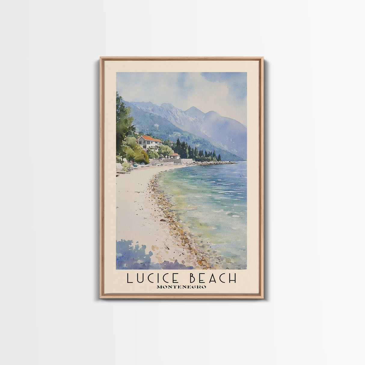 Lucice Beach, Montenegro Watercolor Beach Print, Vacation Gift, Montenegro Wall Art, Beach Painting, Beach Decor, Beach Painting