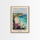 Maundays Bay, Anguila Watercolor Beach Print, Vacation Gift, Anguila Wall Art, Framed Canvas Print, Framed Beach Painting