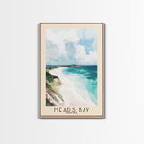 Meads Bay, Anguila Watercolor Beach Print, Vacation Gift, Anguila Wall Art, Framed Canvas Print, Framed Beach Painting