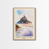 Mont Saint-Michel, France Watercolor Beach Print, Vacation Gift, France Wall Art, Beach Painting, Beach Decor, Beach Painting