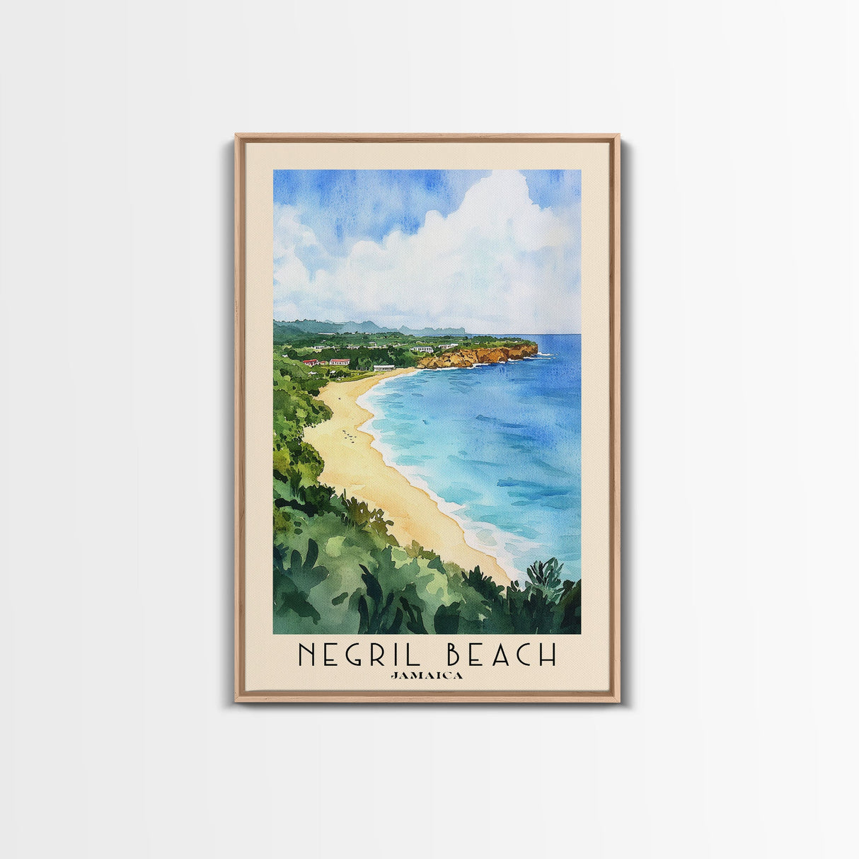 Negril Beach, Jamaica Watercolor Beach Print, Vacation Gift, Jamaica Wall Art, Beach Painting, Beach Decor, Beach Painting