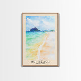 Nui Beach, Thailand Watercolor Print, Vacation Gift, Thailand Wall Art, Beach Painting, Beach Decor, Large Wall Art, Wood Frame Art