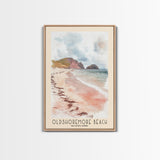 Oldshoremore beach, Scotland Watercolor Beach Print, Vacation Gift, Scotland Wall Art, Framed Canvas Print, Framed Beach Painting