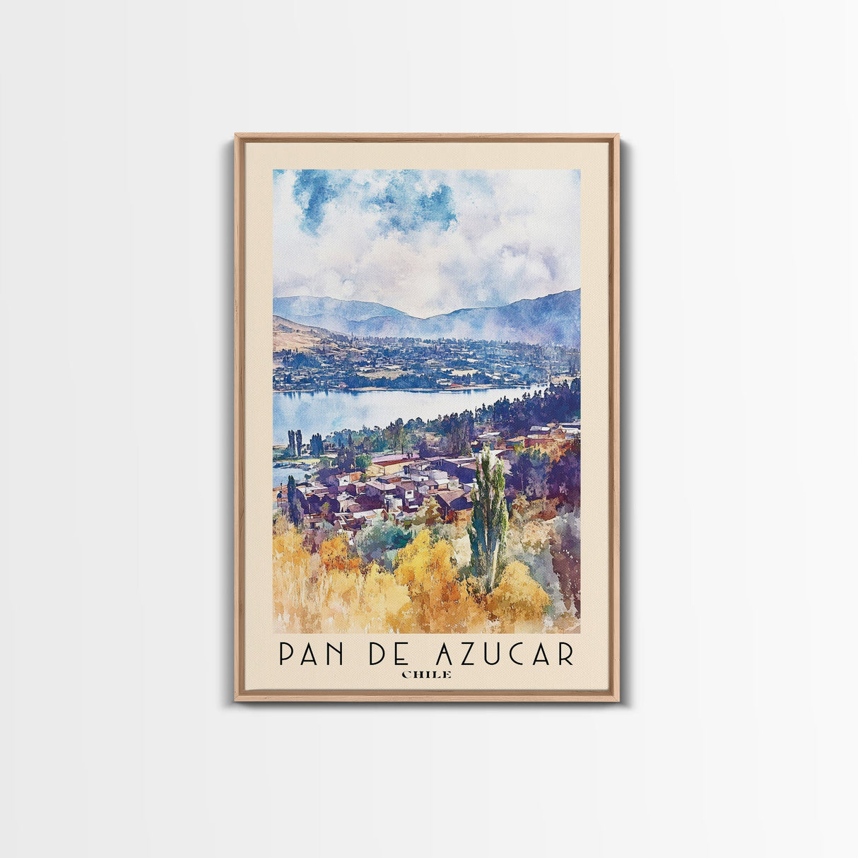 Pan de Azucar, Chile Watercolor Beach Print, Vacation Gift, Chile Wall Art, Framed Canvas Print, Framed Beach Painting