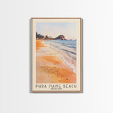 Phra Nang Beach, Thailand Watercolor Beach Print, Vacation Gift, Thailand Wall Art, Framed Canvas Print, Framed Beach Painting