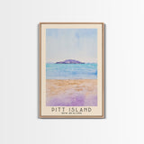 Pitt Island, New Zealand Watercolor Beach Print, Vacation Gift, New Zealand Wall Art, Framed Canvas Print, Framed Beach Painting