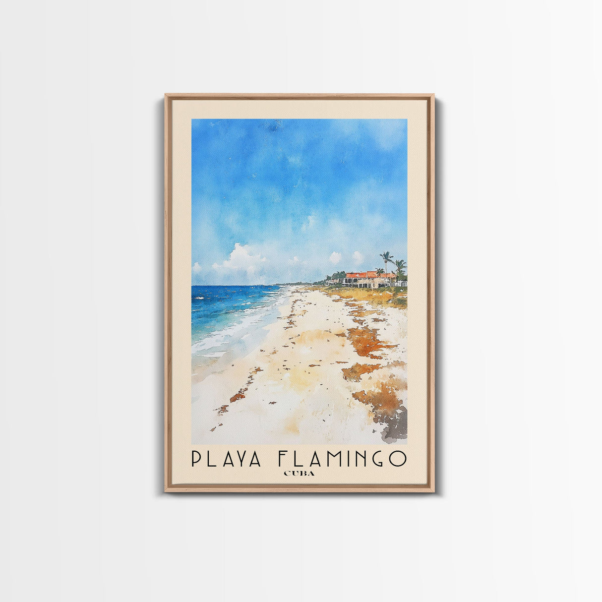 Playa Flamingo, Cuba Watercolor Beach Print, Vacation Gift, Cuba Wall Art, Beach Painting, Beach Decor, Beach Painting