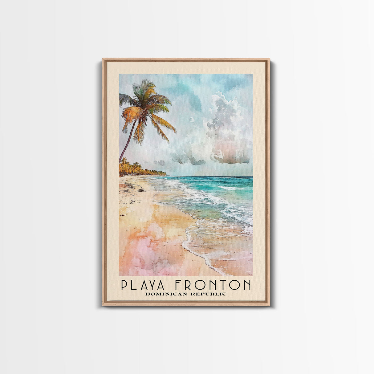 Playa Fronton, Dominican Republic Watercolor Print, Vacation Gift, Dominican Republic Wall Art, Beach Painting, Beach Decor, Large Wall Art, Wood Frame Art