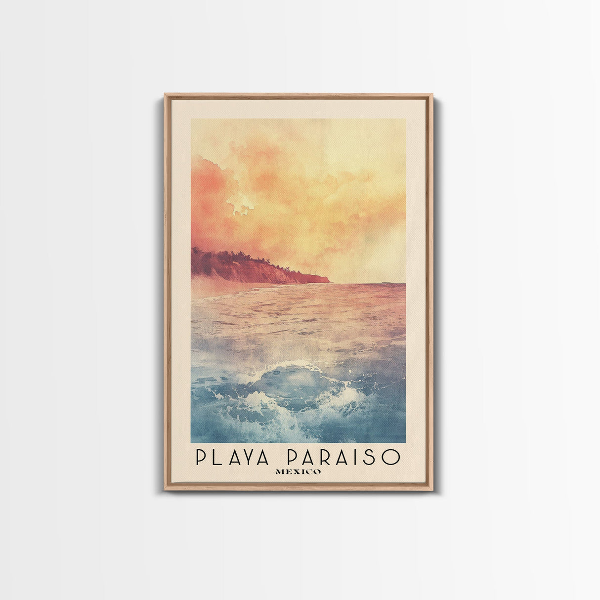 Playa Paraiso, Mexico Watercolor Beach Print, Vacation Gift, Mexico Wall Art, Beach Painting, Beach Decor, Beach Painting