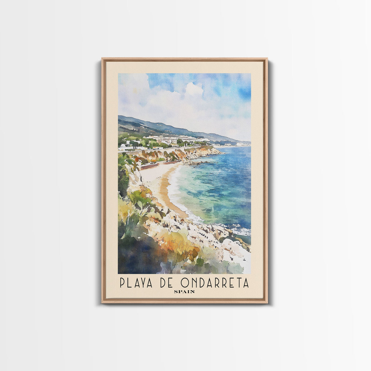 Playa de Ondarreta, Spain Watercolor Beach Print, Vacation Gift, Spain Wall Art, Beach Painting, Beach Decor, Beach Painting