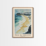 Praia de Cavaleiro, Portugal Watercolor Beach Print, Vacation Gift, Portugal Wall Art, Framed Canvas Print, Framed Beach Painting