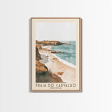 Praia do Carvalho, Portugal Watercolor Beach Print, Vacation Gift, Portugal Wall Art, Framed Canvas Print, Framed Beach Painting