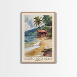 Puerto Seco Beach, Jamaica Watercolor Beach Print, Vacation Gift, Jamaica Wall Art, Framed Canvas Print, Framed Beach Painting