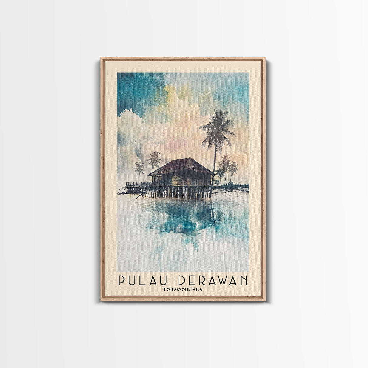 Pulau Derawan, Indonesia Watercolor Beach Print, Vacation Gift, Indonesia Wall Art, Beach Painting, Beach Decor, Beach Painting