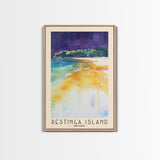 Restinga Island, Brazil Watercolor Print, Vacation Gift, Brazil Wall Art, Beach Painting, Beach Decor, Large Wall Art, Wood Frame Art