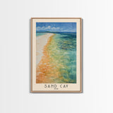 Sand Cay, Fiji Watercolor Beach Print, Vacation Gift, Fiji Wall Art, Framed Canvas Print, Framed Beach Painting