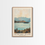 Secretary Island, New Zealand Watercolor Beach Print, Vacation Gift, New Zealand Wall Art, Framed Canvas Print, Framed Beach Painting