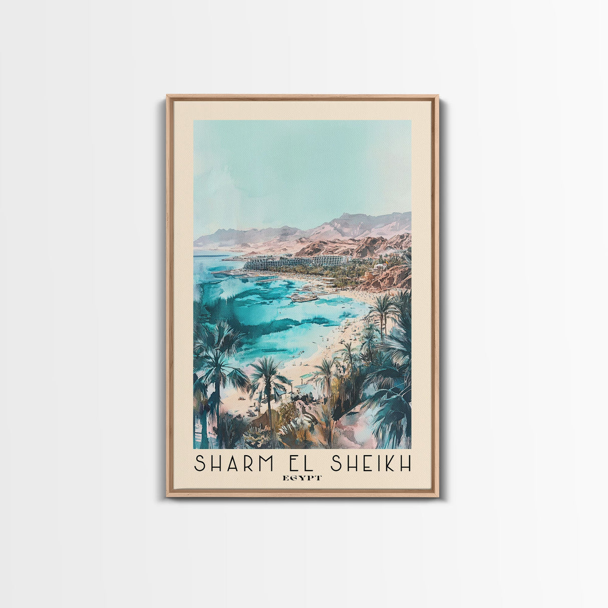 Sharm El Sheikh, Egypt Watercolor Beach Print, Vacation Gift, Egypt Wall Art, Beach Painting, Beach Decor, Beach Painting