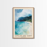 Similan and Surin, Thailand Watercolor Beach Print, Vacation Gift, Thailand Wall Art, Beach Painting, Beach Decor, Beach Painting