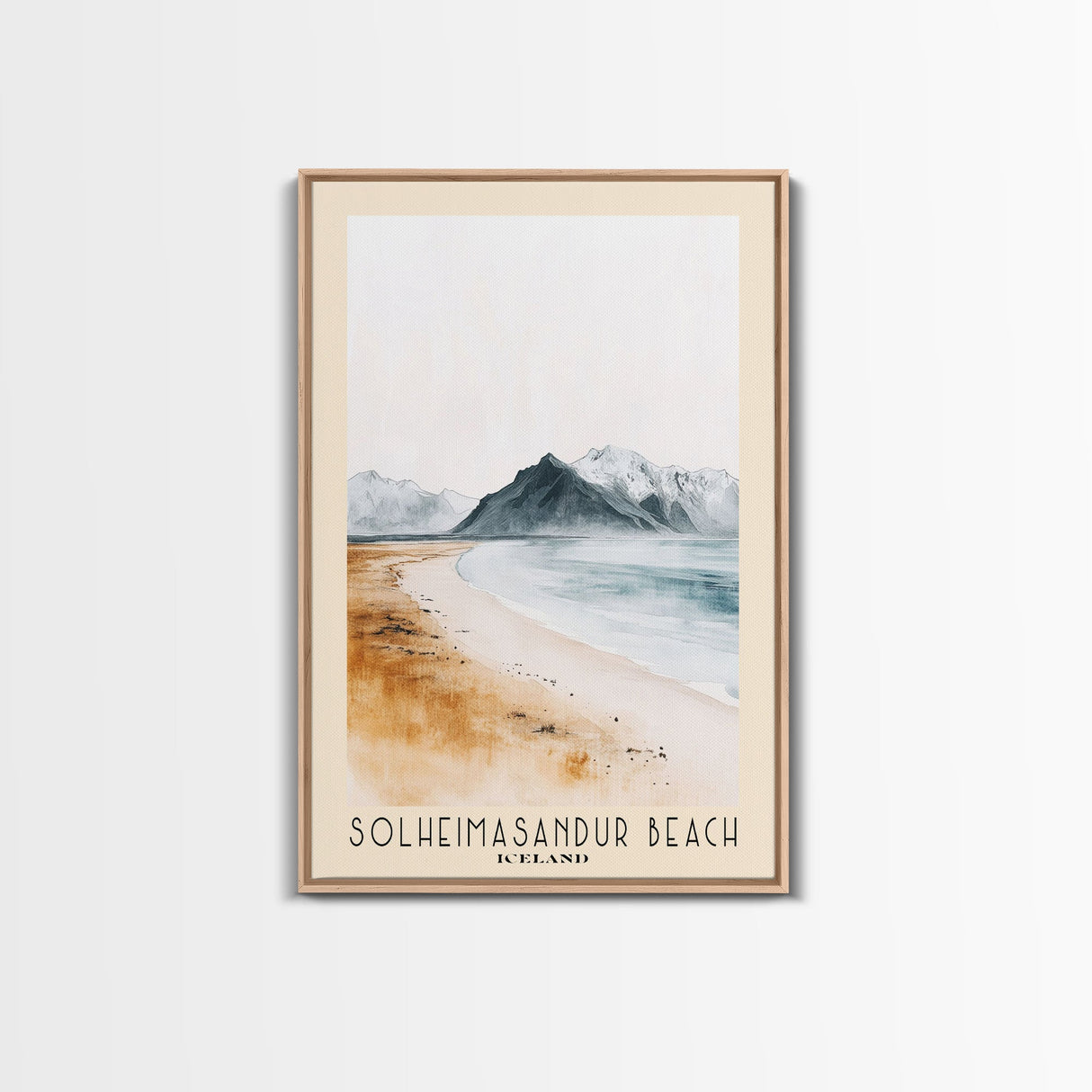 Solheimasandur Beach, Iceland Watercolor Print, Vacation Gift, Iceland Wall Art, Beach Painting, Beach Decor, Large Wall Art, Wood Frame Art