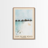 Sun Island Beach, Maldives Watercolor Print, Vacation Gift, Maldives Wall Art, Beach Painting, Beach Decor, Large Wall Art, Wood Frame Art