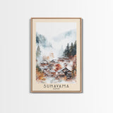 Sunayama, Japan Watercolor Beach Print, Vacation Gift, Japan Wall Art, Framed Canvas Print, Framed Beach Painting