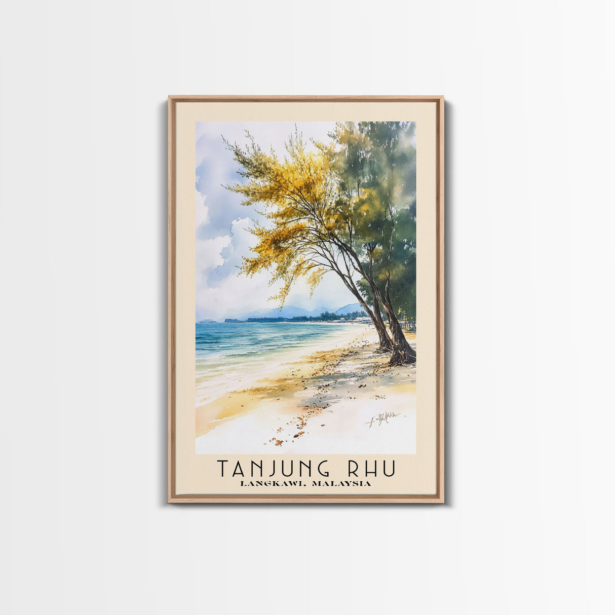 Tanjung Rhu, Langkawi, Malaysia Watercolor Print, Vacation Gift, Langkawi, Malaysia Wall Art, Beach Painting, Beach Decor, Large Wall Art, Wood Frame Art