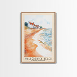 Walberswick Beach, United Kingdom Watercolor Beach Print, Vacation Gift, United Kingdom Wall Art, Framed Canvas Print, Framed Beach Painting