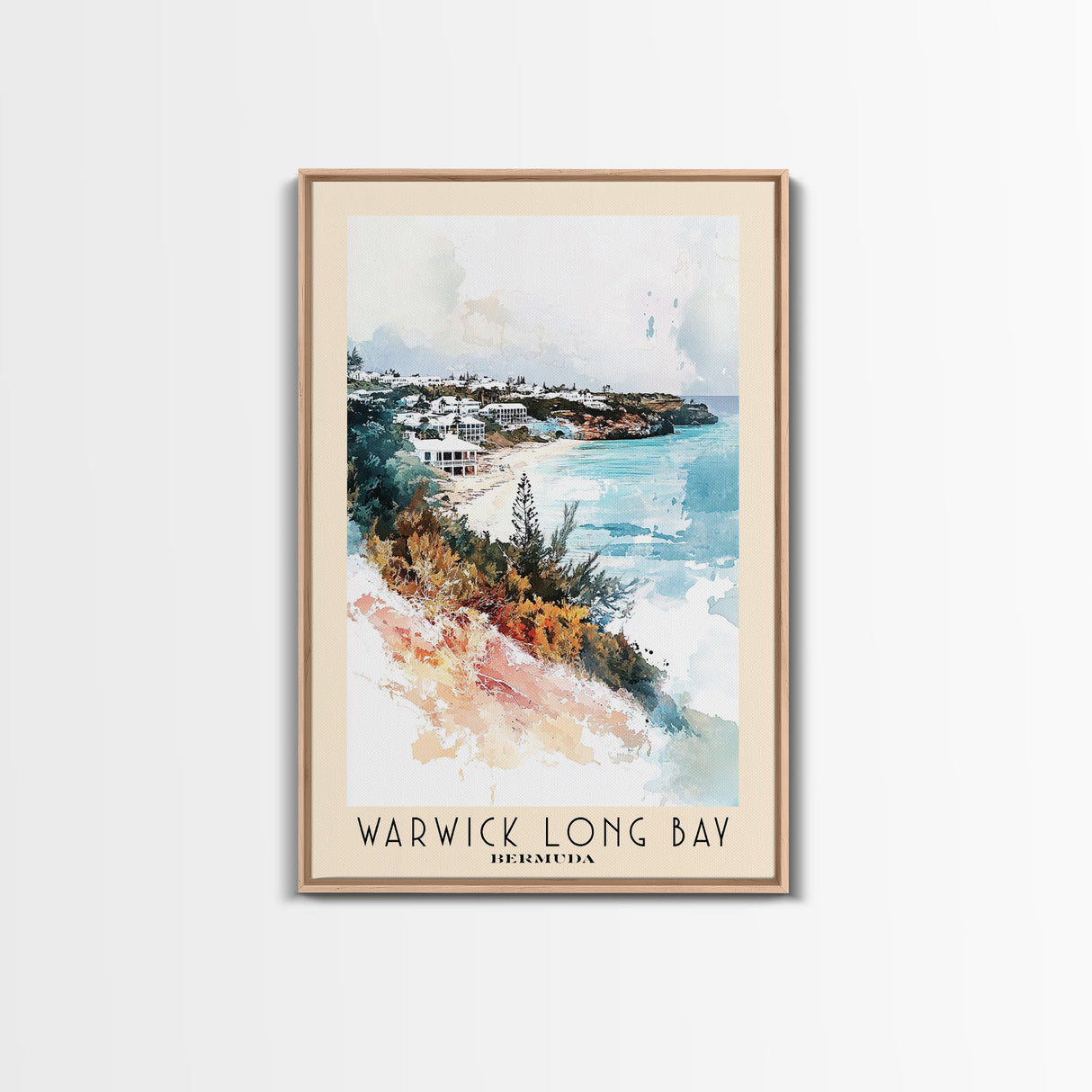 Warwick Long Bay, Bermuda Watercolor Beach Print, Vacation Gift, Bermuda Wall Art, Beach Painting, Beach Decor, Beach Painting