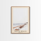 White Beach, Morocco Watercolor Beach Print, Vacation Gift, Morocco Wall Art, Framed Canvas Print, Framed Beach Painting