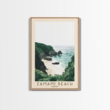 Zamami Beach, Japan Watercolor Beach Print, Vacation Gift, Japan Wall Art, Framed Canvas Print, Framed Beach Painting