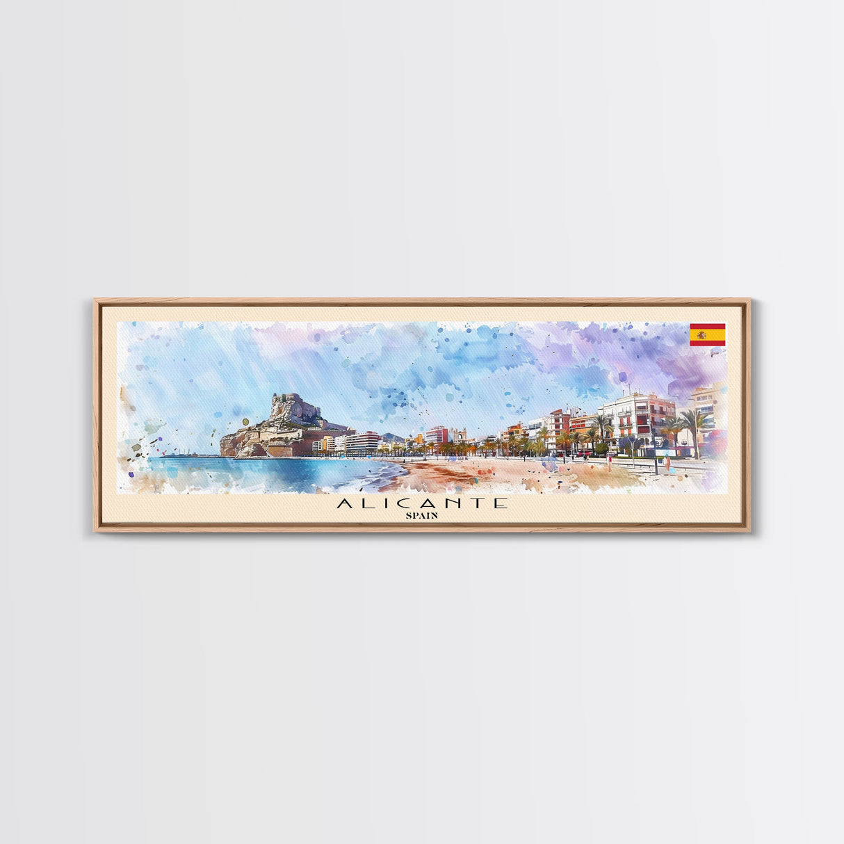 Alicante Spain Travel Print Wall Art, Panoramic City Art, Travel Art, Wall Decor, Vacation Gift, Framed Canvas Print Or Metal Art