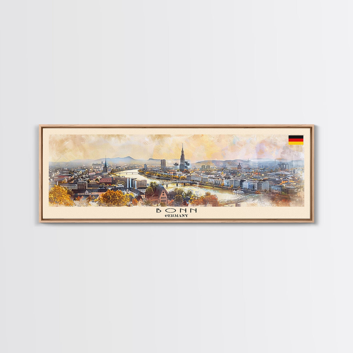 Bonn Germany Travel Print Wall Art, Panoramic City Art, Travel Art, Wall Decor, Vacation Gift, Framed Canvas Print Or Metal Art