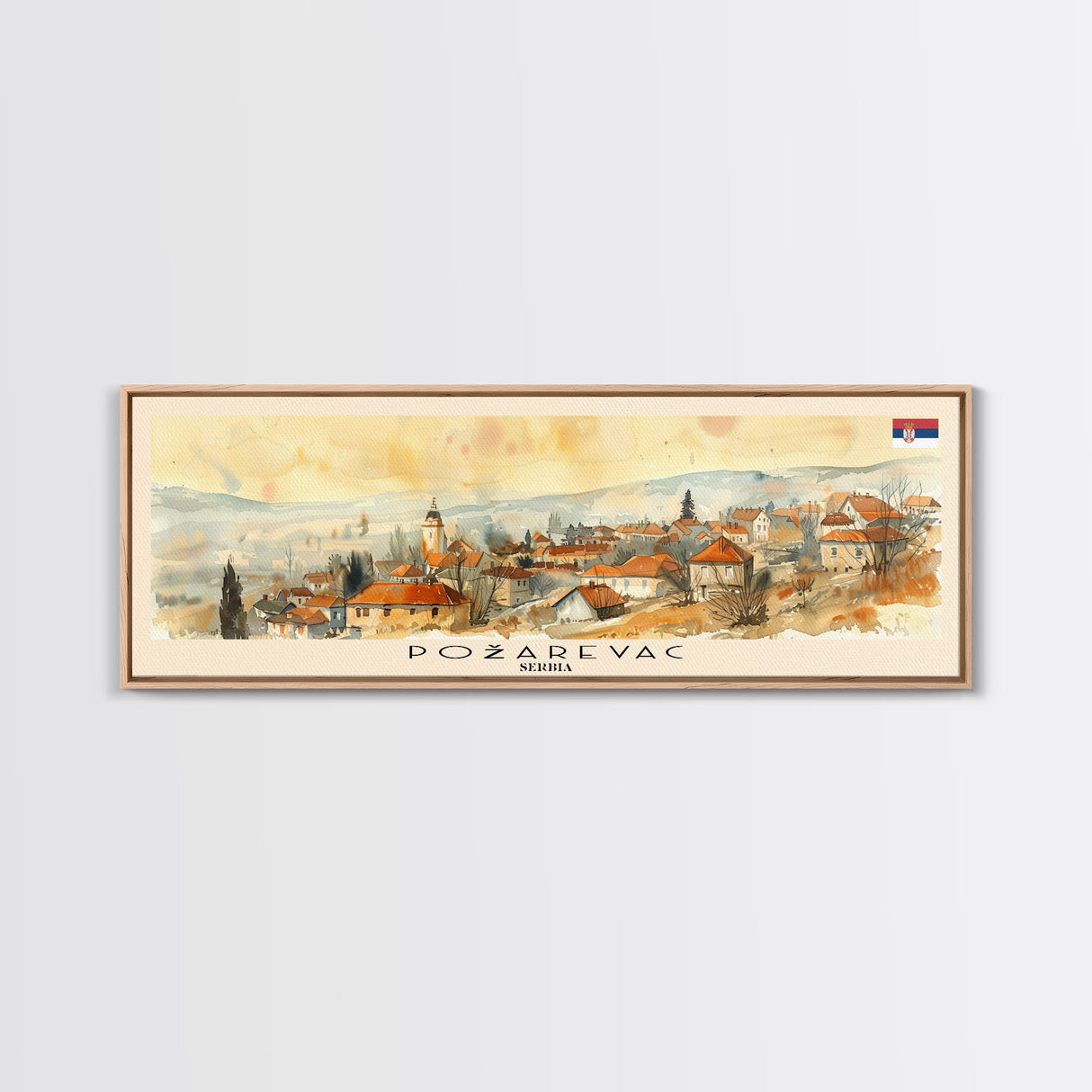 Poarevac Serbia Travel Print Wall Art, Panoramic City Art, Travel Art, Wall Decor, Vacation Gift, Framed Canvas Print Or Metal Art