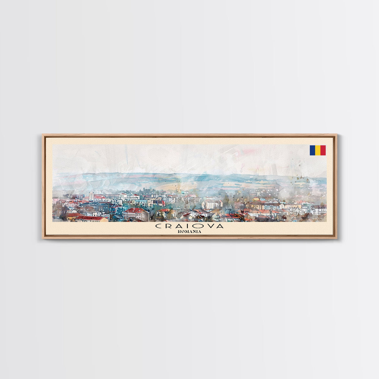 Craiova Romania Travel Print Wall Art, Panoramic City Art, Travel Art, Wall Decor, Vacation Gift, Framed Canvas Print Or Metal Art